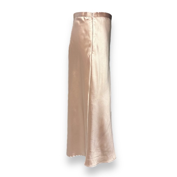 COMMONSENSE High Waisted Satin Midi Skirt Apricot - Picture 3 of 11